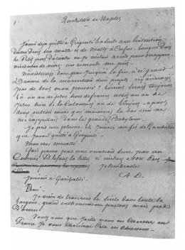 Manuscript of Dumas' Les Garibaldiens: R�volution de Sicile et de Naples.  Vol. 2, p. 1.